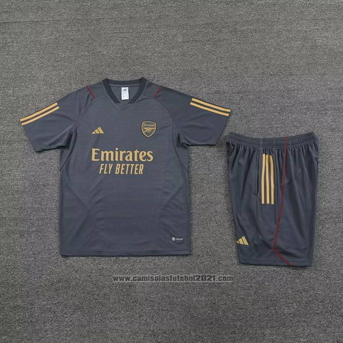 Fato de Treino Arsenal Manga Curta 2023-2024 Cinza - Calcas Curta